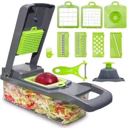 16-In-1 Multifunctional Vegetable Chopper & Slicer With Colander Basket And Storage Container – Heavy-Duty Food Cutter & Dicer For Onion, Potato, Carrot, Garlic & More