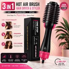 3-in-1 One Step Hot Air Brush Hair Dryer & Styler – Drying, Straightening & Volumizing Brush