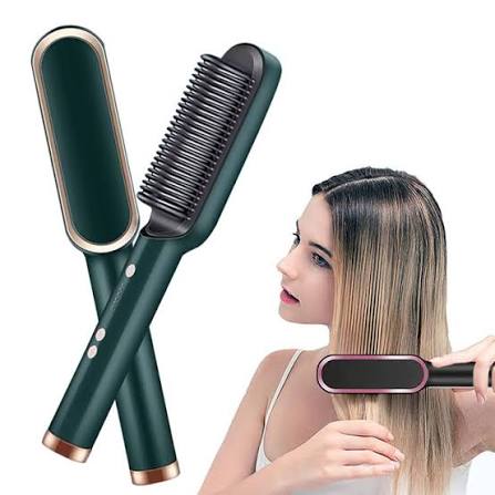 2-in-1 Hair Styling Brush, Straightener, Curler Comb Random Color