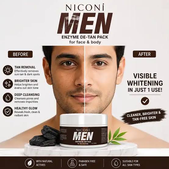 Niconi Men Enzyme De Tan Pack - Skincare Product Designed For Skincare And Daily Care Routine - 100ml