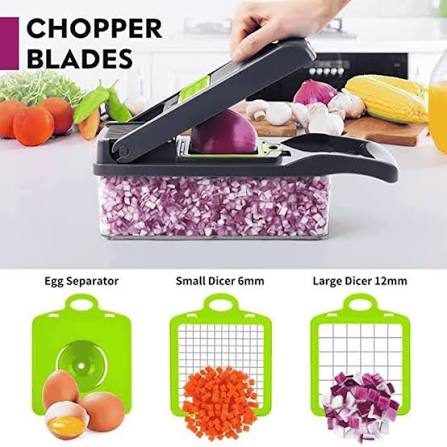 16-In-1 Multifunctional Vegetable Chopper & Slicer With Colander Basket And Storage Container – Heavy-Duty Food Cutter & Dicer For Onion, Potato, Carrot, Garlic & More