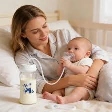 Baby Hands-Free Feeder Bottle 150ml | BPA-Free Anti-Colic Self Feeding Baby Bottle with Straw Brush (Random Color)