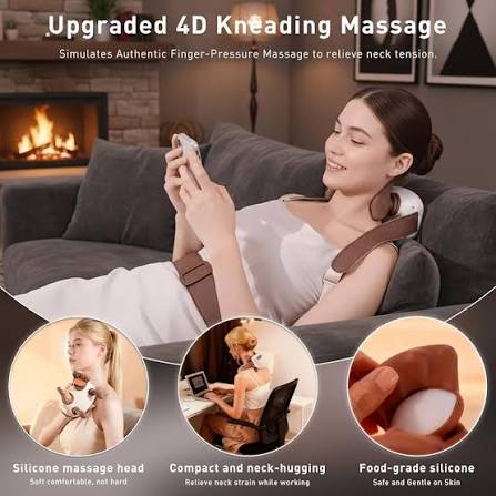 Smart Finger Pressure Neck Massager – Electric Deep Kneading Heated Back & Shoulder Massager | Pain Relief Relaxation Device for Home