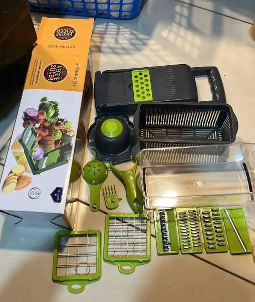16-In-1 Multifunctional Vegetable Chopper & Slicer With Colander Basket And Storage Container – Heavy-Duty Food Cutter & Dicer For Onion, Potato, Carrot, Garlic & More