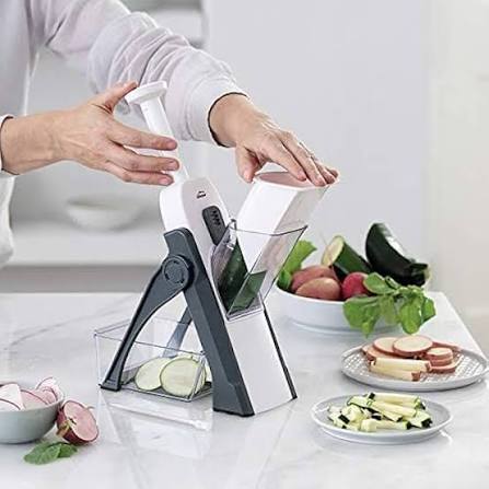 Safe-Slice Vertical Mandoline Slicer – Multi-Purpose Vegetable Cutter & Julienne Tool with Adjustable Thickness