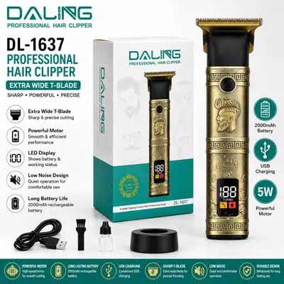 Vintage T9 Professional Trimmer – Close-Cutting T-Blade Hair Clipper for Men - Metal Body