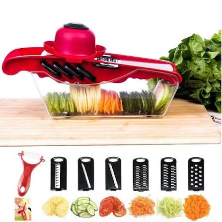 10 in 1 Mandoline Slicer Vegetable Cutter with Stainless Steel Blade Manual Potato Peeler Carrot Cheese Grater Dicer Kitchen Tool-Pink with box
