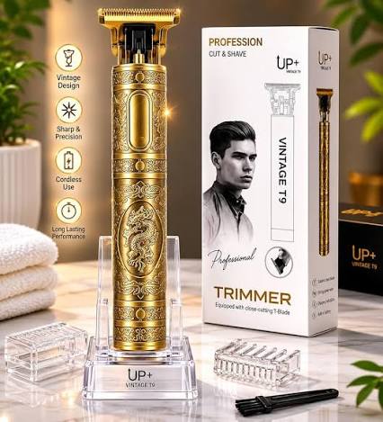Vintage T9 Professional Trimmer – Close-Cutting T-Blade Hair Clipper for Men - Metal Body
