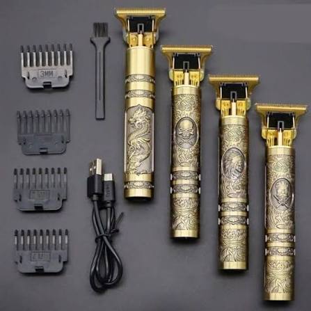 Vintage T9 Metal Body Hair Trimmer for Men – USB Rechargeable Professional Hair Clipper | Precision Beard, Hair & Detailing Grooming Tool