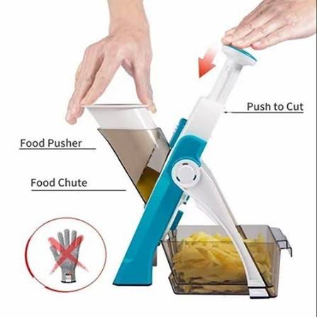 Safe-Slice Vertical Mandoline Slicer – Multi-Purpose Vegetable Cutter & Julienne Tool with Adjustable Thickness