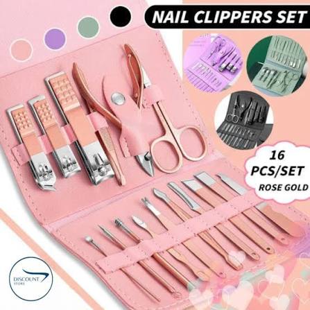 16-in-1 Stainless Steel Nail Care Kit – Manicure & Pedicure Tool Set (Random Color) - Manicure Kit