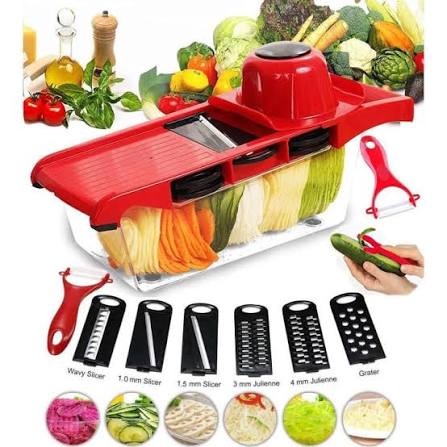 10 in 1 Mandoline Slicer Vegetable Cutter with Stainless Steel Blade Manual Potato Peeler Carrot Cheese Grater Dicer Kitchen Tool-Pink with box
