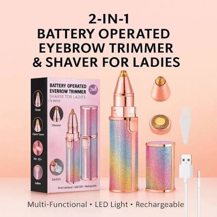 Electric Eyebrow Trimmer for Women 2 In1 Rechargeable Facial Hair Removal and Eyebrow Shaver Painless Face Razor Body Epilator