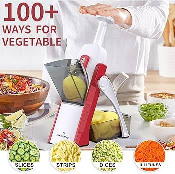 Safe-Slice Vertical Mandoline Slicer – Multi-Purpose Vegetable Cutter & Julienne Tool with Adjustable Thickness